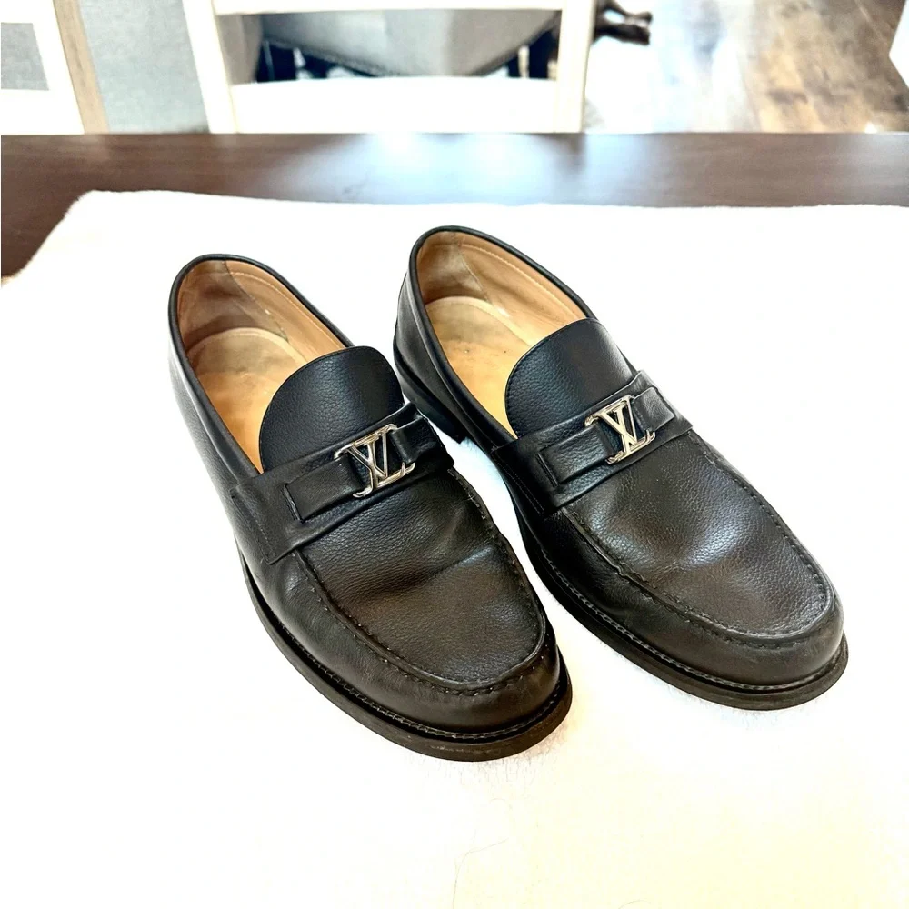 Louis Vuitton Black Leather Loafers Size 10 - Picture 2 of 10